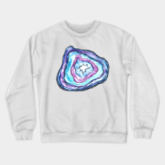 Blue Watercolor Geode by Skye Rain Art Crewneck Sweatshirt by Skye Rain Art